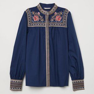 H&M Embroidered Cotton Blouse
